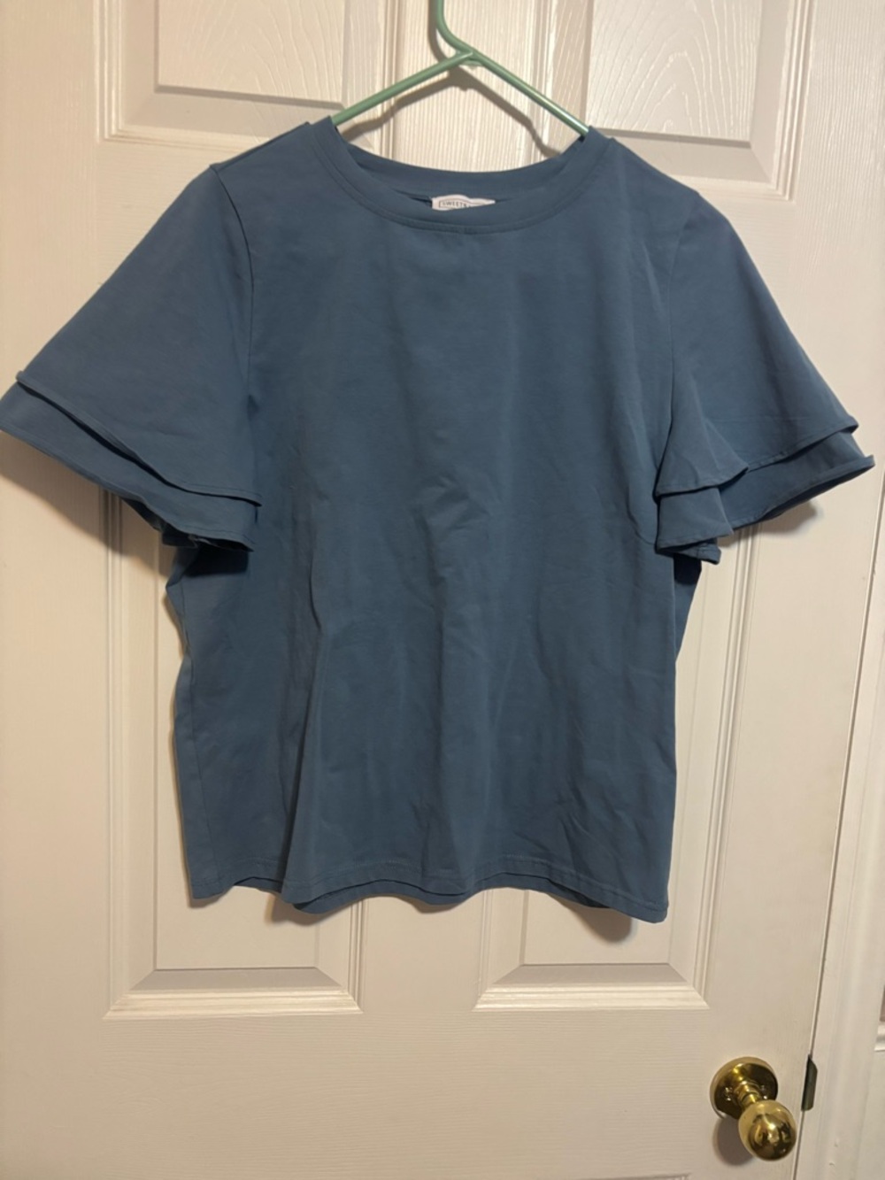 Sweet Salt Blue Ruffle Sleeve Tee